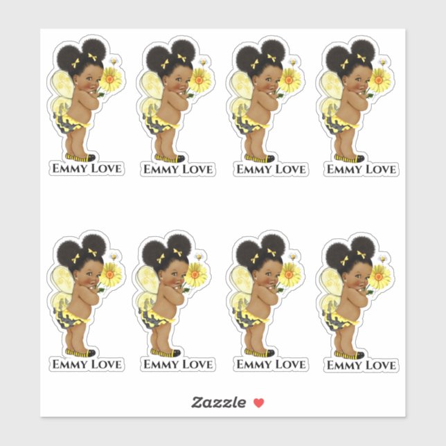 Queen Bee Girl Wings Yellow Black Stripes Sticker (Blatt)