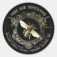 Queen Bee Gold Verziert Frame Honeycomb Label Blac