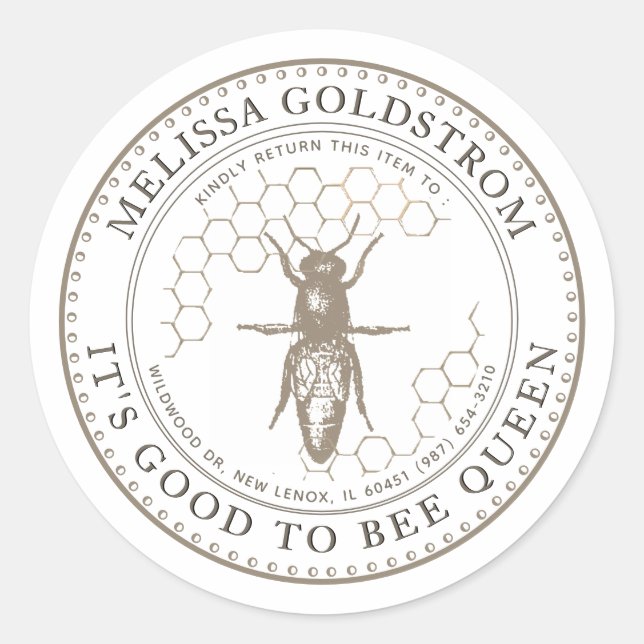 Queen Bee Gut, Königin Beekeeper ID Sticker zu sei (Vorderseite)