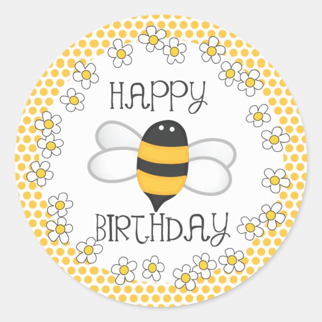Queen Bee Happy Birthday Gastgeschenk Runder Aufkleber (Vorderseite)