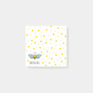 Queen Bee Honey Bee Yellow Dots Mit Monogramm 3x3 Post-it Klebezettel