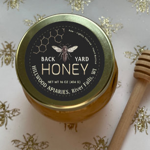 Queen Bee Honey Jar Étiquette Raw Back Yard Honey