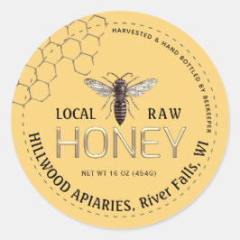 Queen Bee Honey Jar Label Local Raw Hand Flasche Runder Aufkleber