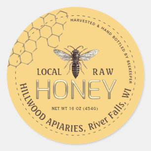 Queen Bee Honey Jar Label Local Raw Hand Flasche Runder Aufkleber