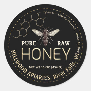 Queen Bee Honey Jar Label Reine Rasse Honig Runder Aufkleber