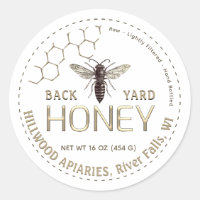 Queen Bee Honey Jar Label Row Back Yard Honig