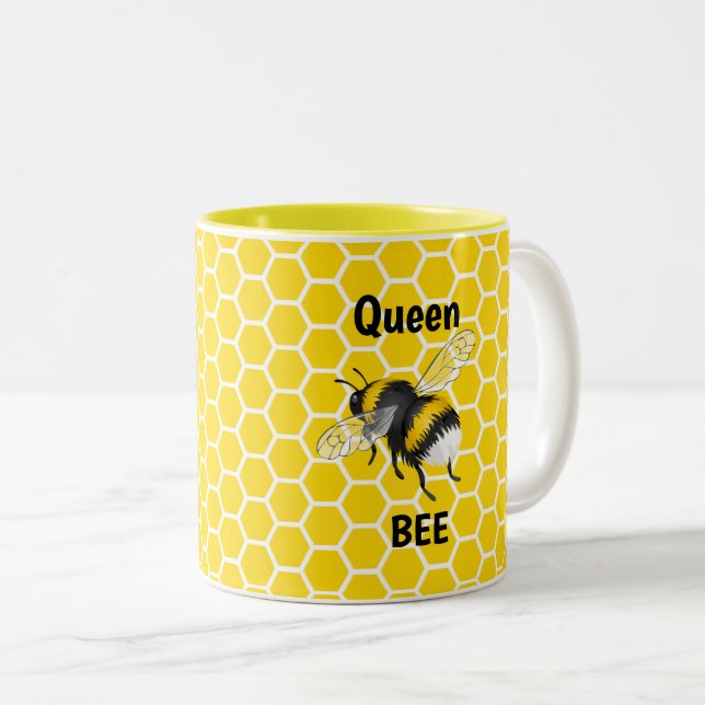 Queen Bee Honeycomb Zwei-Tone-Kaffee-Tasse Zweifarbige Tasse (VorderseiteRechts)