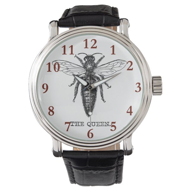 Queen Bee Illustration Classic Zeichnend Armbanduhr (Vorderseite)