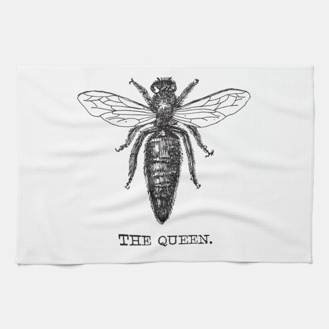Queen Bee Illustration Classic Zeichnend Geschirrtuch (Horizontal)