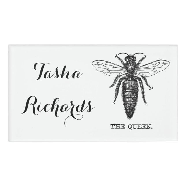 Queen Bee Illustration Classic Zeichnend Namenschild (Vorderseite)