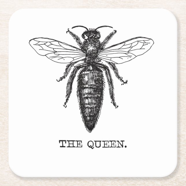 Queen Bee Illustration Classic Zeichnend Rechteckiger Pappuntersetzer (Vorderseite)
