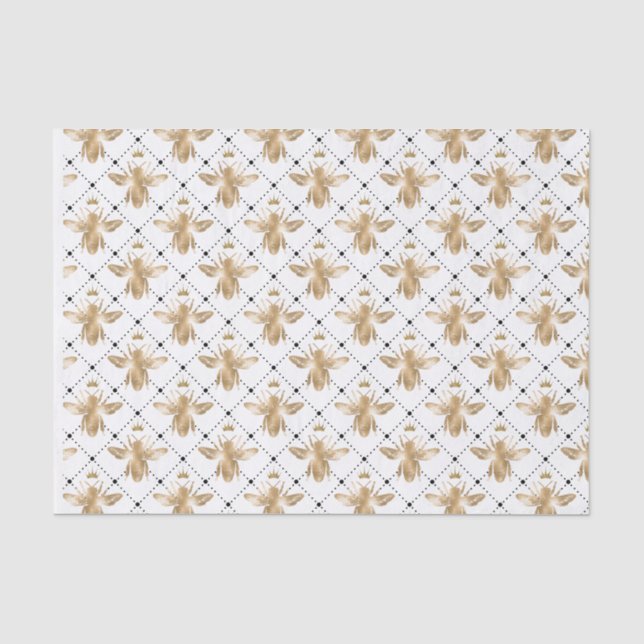 Queen Bee mit Kronen Silhouette Diamond Muster Seidenpapier (Vorderseite)