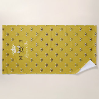 Queen Bee Modern Vintage Monogramm Strandtuch