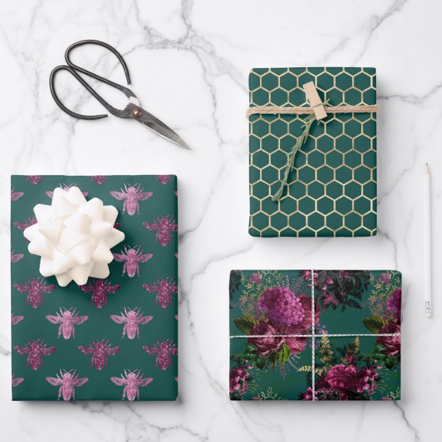 Queen Bee Pattern Geschenkpapier Set (Vorderseite)