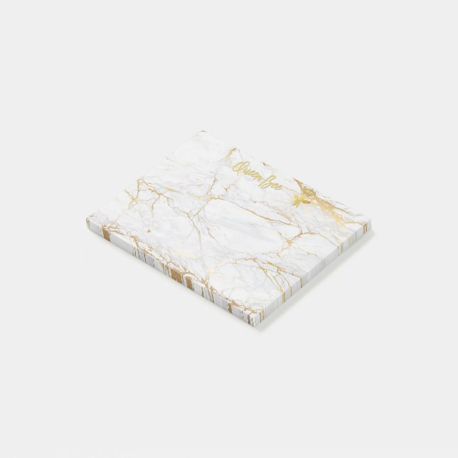 QUEEN BEE Post-It Notes - Goldmarmor-Bienenkrone Klebezettel (angewinkelt)