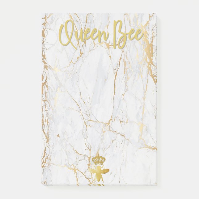 QUEEN BEE Post-It Notes - Goldmarmor-Krone Klebezettel (Vorderseite)
