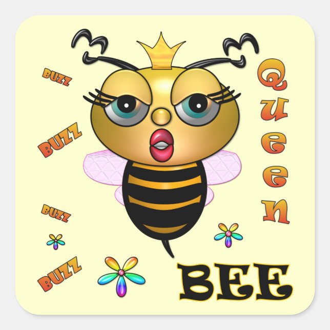 Queen Bee Quadratischer Aufkleber (Vorderseite)