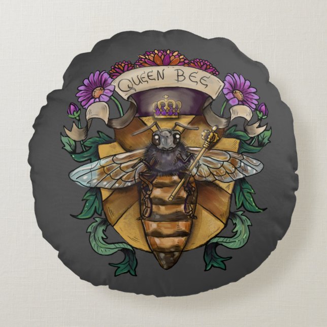 Queen Bee Royal Rundes Kissen (Vorderseite)
