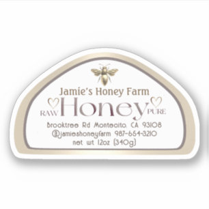 Queen Bee Skep Shaped Honey Skep Jar Label Herz