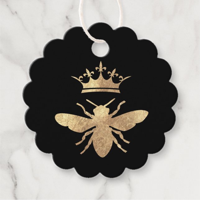 queen bee sur les étiquettes noires de faveur (Devant)