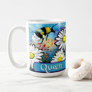 Queen Bee Whimsical Hummelblumen-Daisies Personali Kaffeetasse