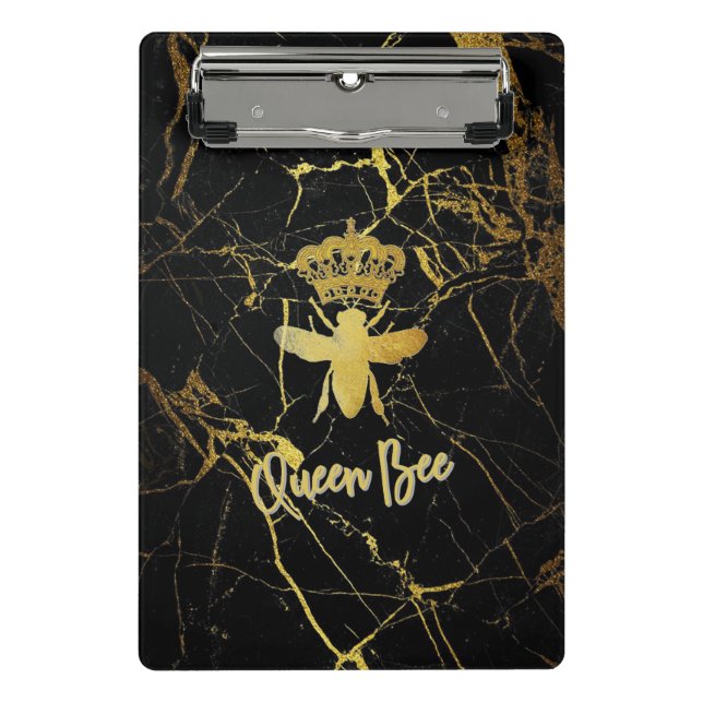 QUEEN BEEN Moderne Mini Clipboard Gold & Black Klemmbrett (Vorderseite)