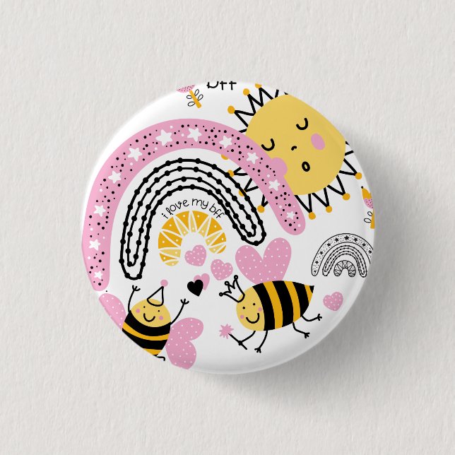 Queen Bees Best Friends Forever Niedliche BESTE FR Button (Vorderseite)