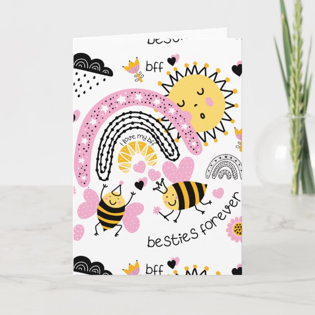 Queen Bees Best Friends Forever Niedliche BESTE FR Karte (Vorderseite)
