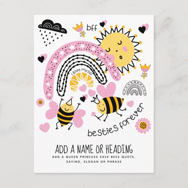 Queen Bees Best Friends Forever Niedliche BESTE FR Postkarte (Vorderseite)