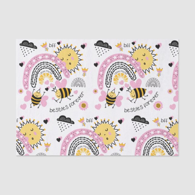 Queen Bees Best Friends Forever Niedliche BESTE FR Seidenpapier (Vorderseite)