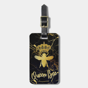 QUEEN BIS Black & Gold Marble LUGGAGE TAG Gepäckanhänger