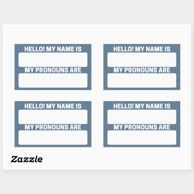 Queen Blue Name & Pronoun Labels Rechteckiger Aufkleber (Blatt)