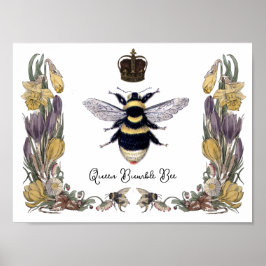 Queen Bumble Bee in Blume Frame Poster