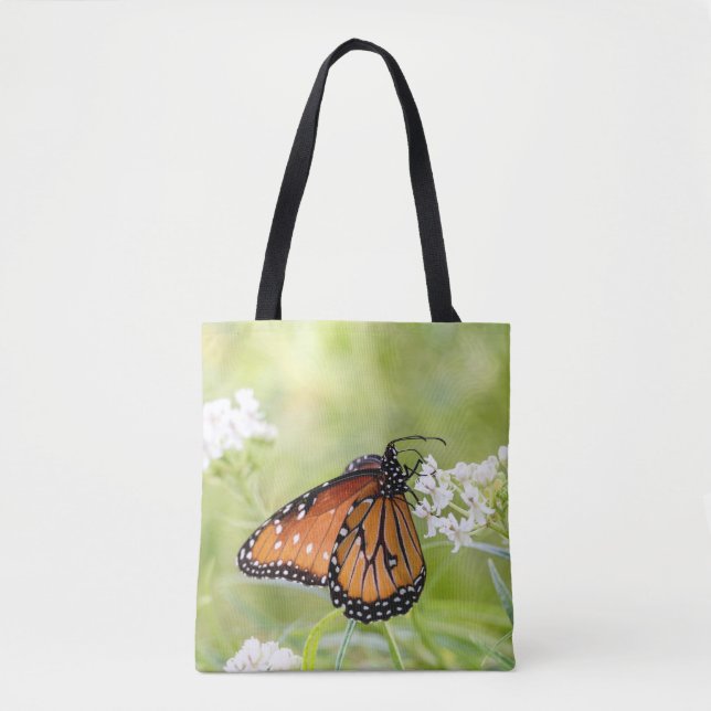 Queen Butterfly Sunning on Milkweed Tasche (Vorderseite)