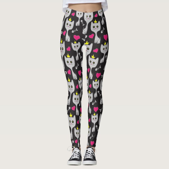 Queen Cat Pattern Leggings (Vorderseite)