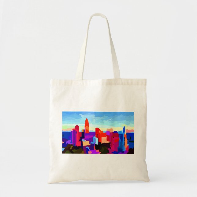 Queen City Charlotte Skyline Tragetasche (Vorne)