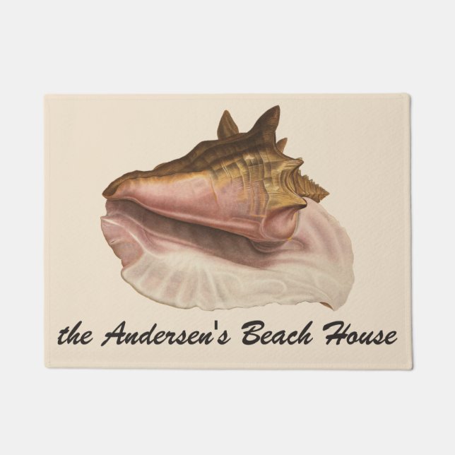Queen Conch Muschel Seashell, Vintag maritimes Leb Fußmatte (Vorderseite)