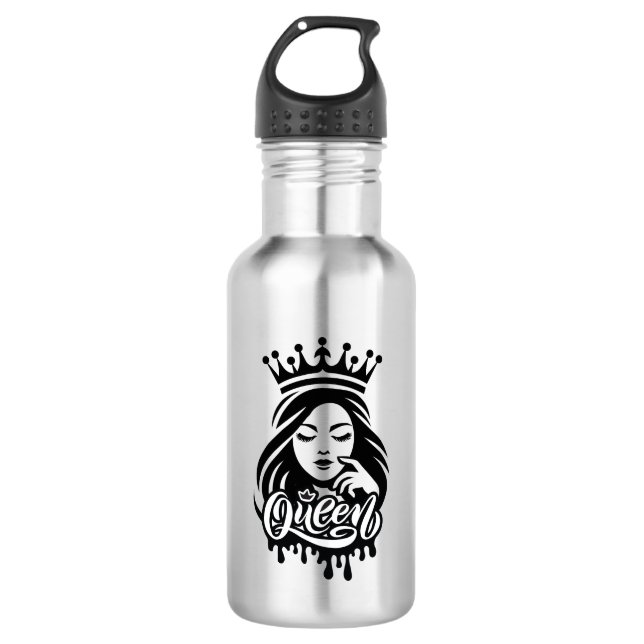 Queen Design – Elegant Royal Crown Edelstahlflasche (Vorderseite)