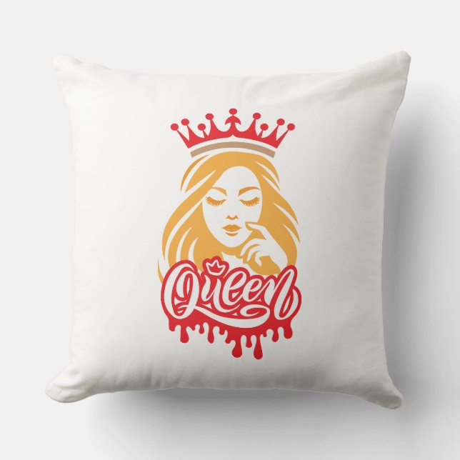 Queen Design – Elegant Royal Crown Typography for  Kissen (Vorderseite)