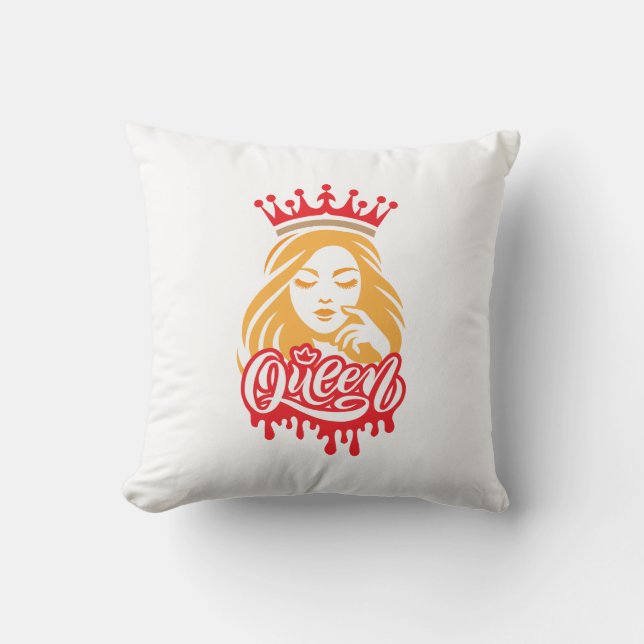 Queen Design – Elegant Royal Crown Typography for  Kissen (Vorderseite)