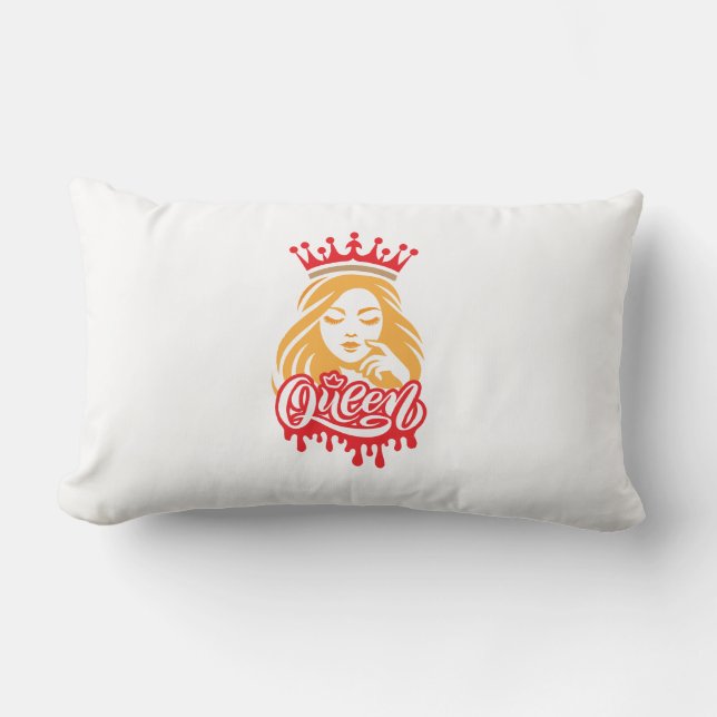 Queen Design – Elegant Royal Crown Typography for  Lendenkissen (Vorderseite)