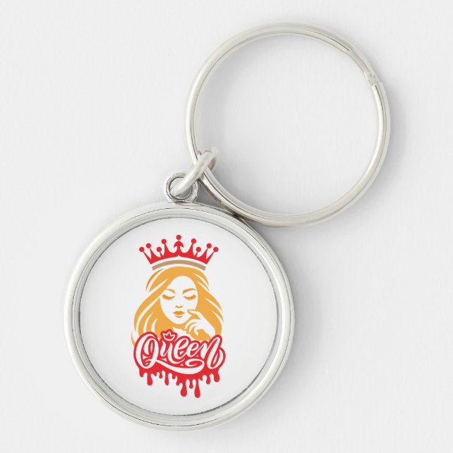 Queen Design – Elegant Royal Crown Typography for  Schlüsselanhänger (Vorne)
