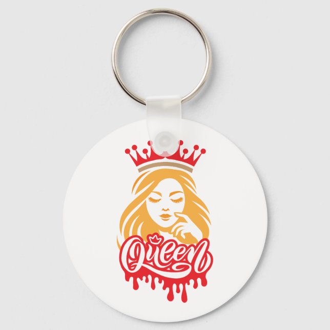 Queen Design – Elegant Royal Crown Typography for  Schlüsselanhänger (Vorderseite)