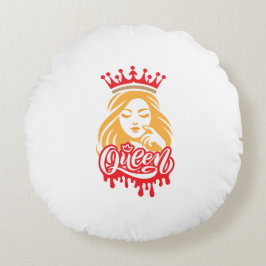 Queen Design – Elegante königliche Kronentypografi Rundes Kissen