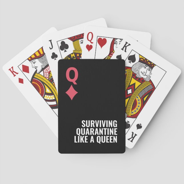 Queen Diamonds Minimal Bold Surviving Quarantine  Spielkarten (Rückseite)