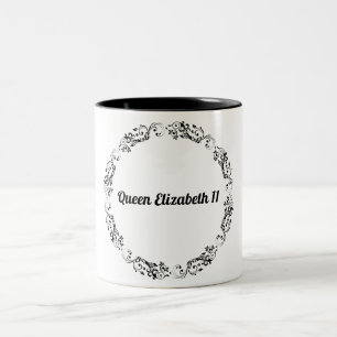 Queen Elizabeth 11 Schwarz und Weiß Zweifarbige Tasse