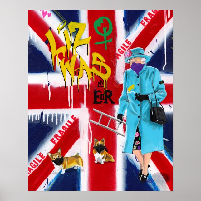 "Queen Elizabeth" Graffiti Style Poster (Vorne)