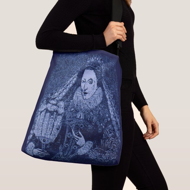Queen Elizabeth I in blue print Tragetaschen Mit Langen Trägern (Von Nahem)