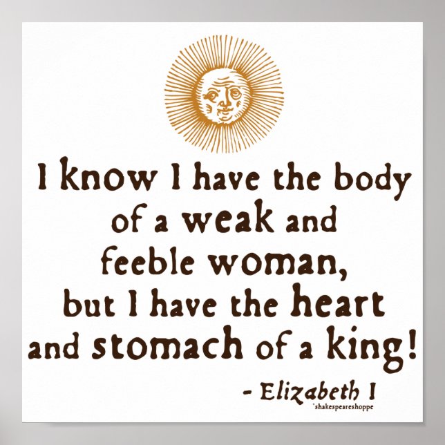 Queen Elizabeth I Tilbury Quote Poster (Vorne)