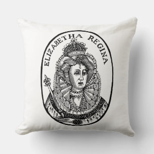 Queen Elizabeth I Woodcut Portrait Kissen